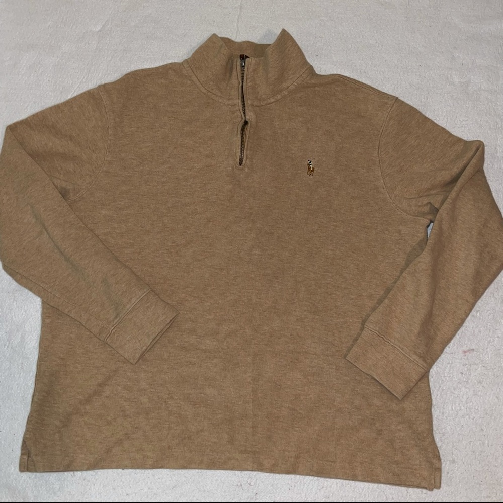 Ralph Lauren Polo 1/2 Zip-Up Brown Mens Size Large